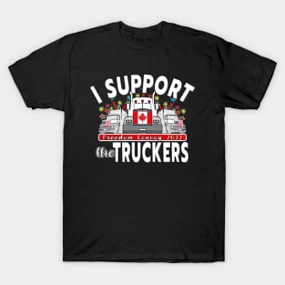 SUPPORT FOR TRUCKERS - FREEDOM CONVOY 2022 UNTIL WE ARE ALL FREE LETTERS BLACK T-Shirt